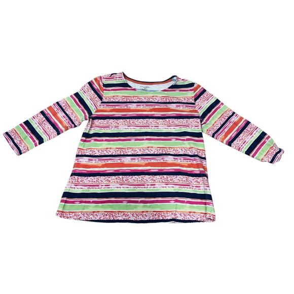 Appleseed's Floral Striped Top Sz Petites M PM 3/4 Sleeve Cotton Blend Blouse - Picture 2 of 7